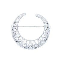 Crystal Crescent Moon Vintage Brooch or Pendant