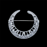 Crystal Crescent Moon Vintage Brooch or Pendant