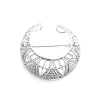 Crystal Crescent Moon Vintage Brooch or Pendant