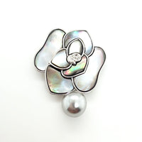 Black Mother of Pearl Rose Brooch or Pendant