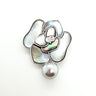 Black Mother of Pearl Rose Brooch or Pendant