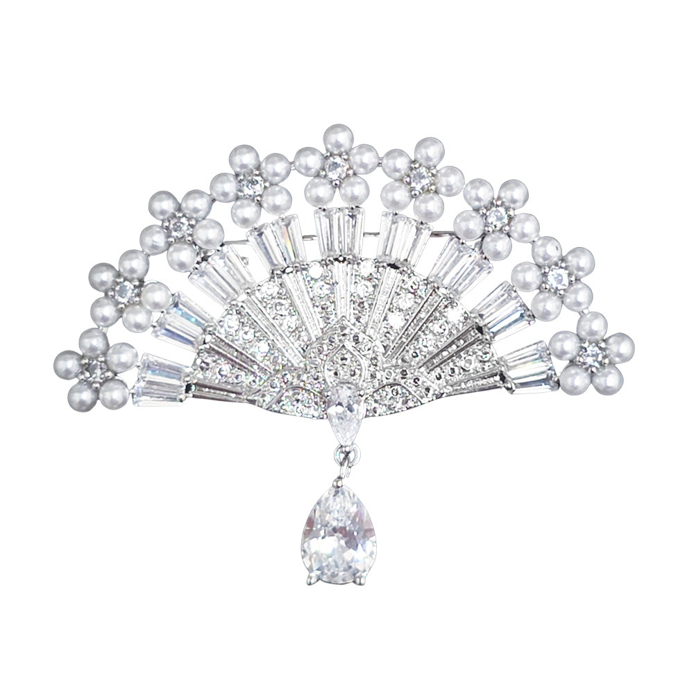 Crystal Vintage Style Fan Brooch