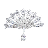 Crystal Vintage Style Fan Brooch