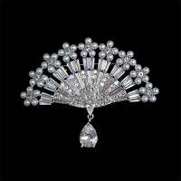 Crystal Vintage Style Fan Brooch