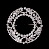 Crystal Art Deco Round Brooch