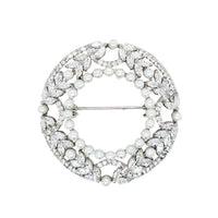 Crystal Art Deco Round Brooch