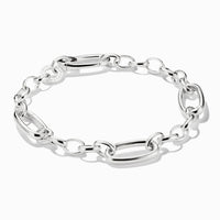 Charm Bracelet with Three Connect Links Silver
