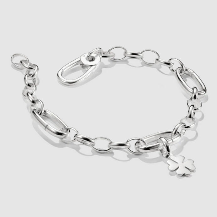Charm Bracelet with Three Connect Links Silver