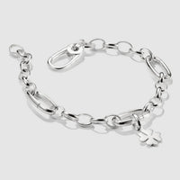 Charm Bracelet with Three Connect Links Silver