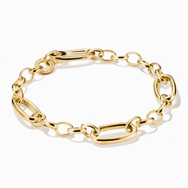 Charm Bracelet with Three Connect Links Gold