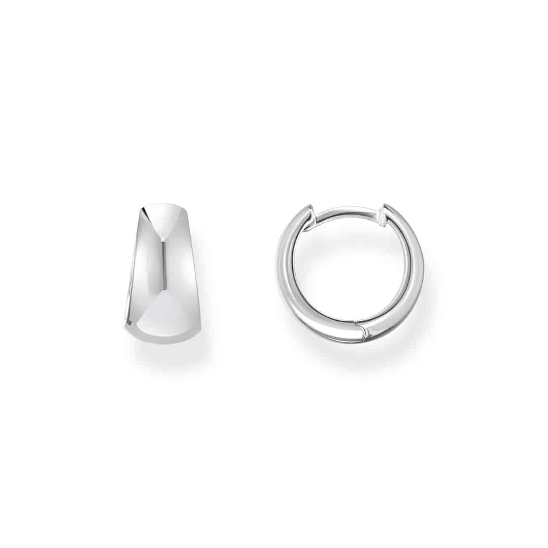 Hoop Earrings in Chunky, Trapezoidal shape Silver