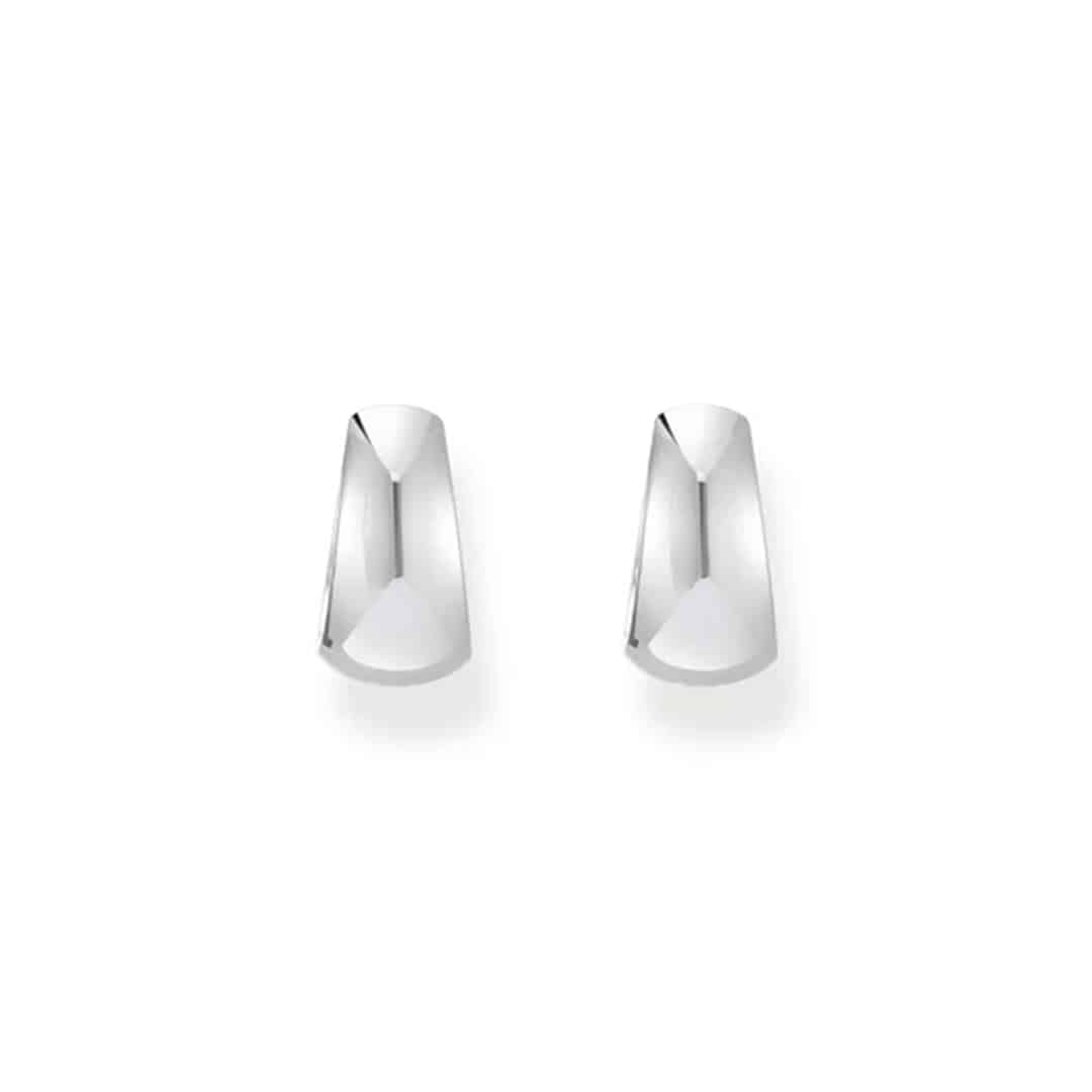 Hoop Earrings in Chunky, Trapezoidal shape Silver