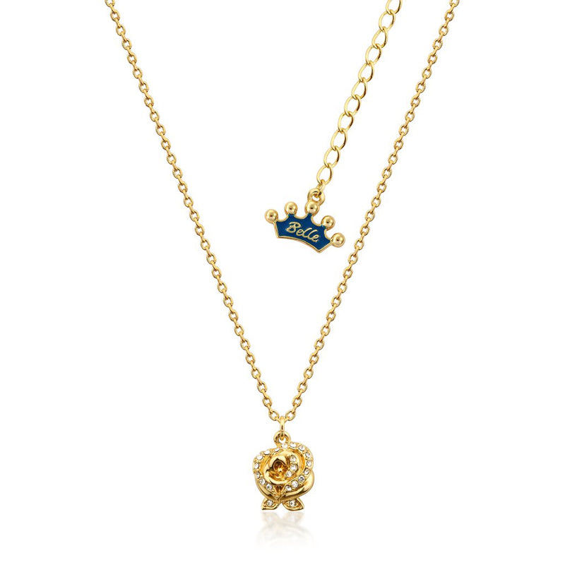 Enchanted Rose Crystal Necklace Yellow Gold