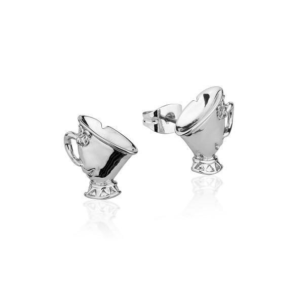 Beauty and the Beast Chip Stud Earrings White Gold