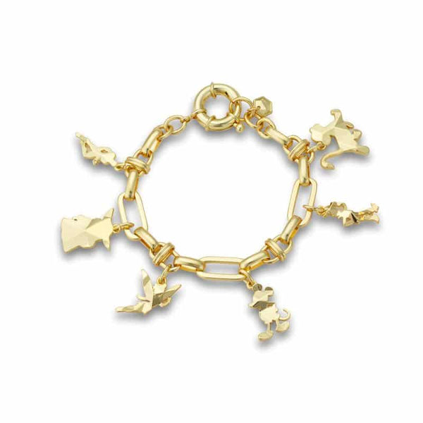 Disney 100 Multi-Franchise Collectors Charm Bracelet Yellow Gold