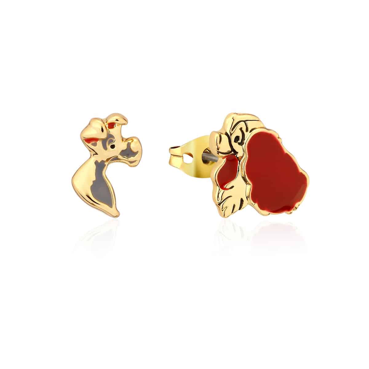Lady & the Tramp Stud Earrings Yellow Gold