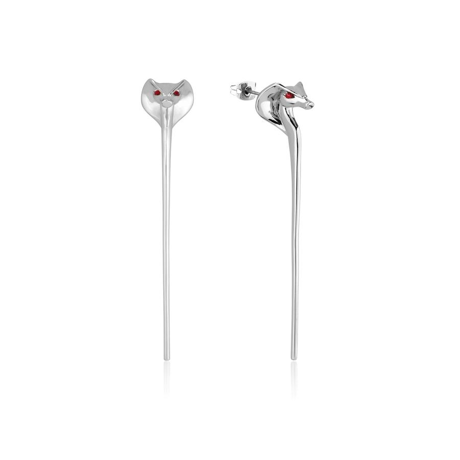 Aladdin Jafar Snake Staff Earrings White Gold