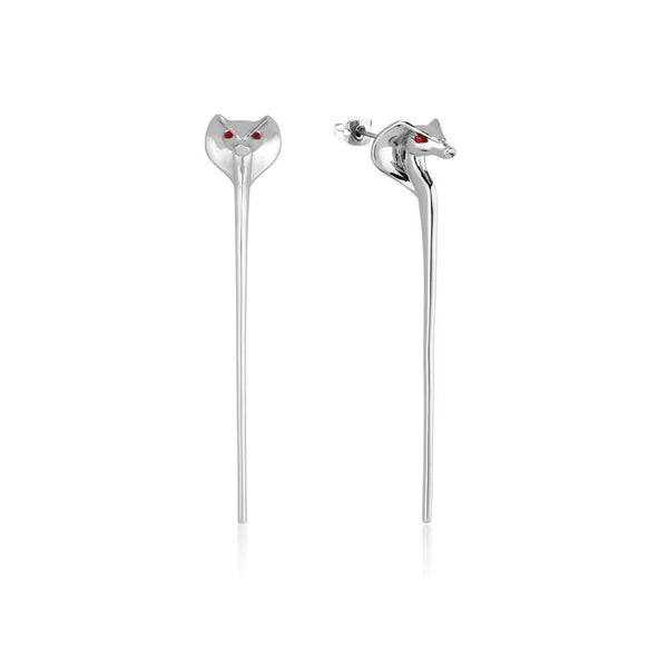 Aladdin Jafar Snake Staff Earrings White Gold