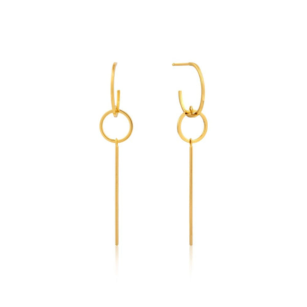 Gold Modern Solid Drop Earrings