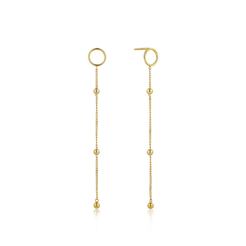 Gold Modern Beaded Drop Earrings