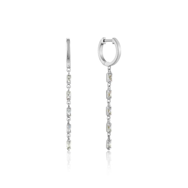 Silver Glow Drop Huggie Hoops