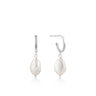 Silver Pearl Mini Hoop Earrings