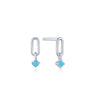 Turquoise Silver Link Stud Earrings