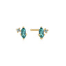 Teal Sparkle Emblem Stud Earrings