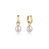 Gold Pearl Drop Sparkle Huggie Hoop Earrings