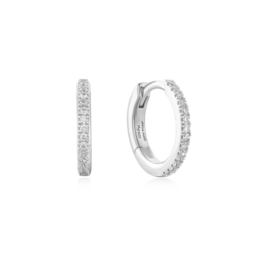 Silver Classic Pave Huggies