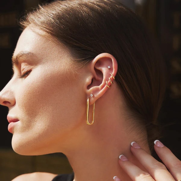 Gold Tube Oversized U Hoop Earrings