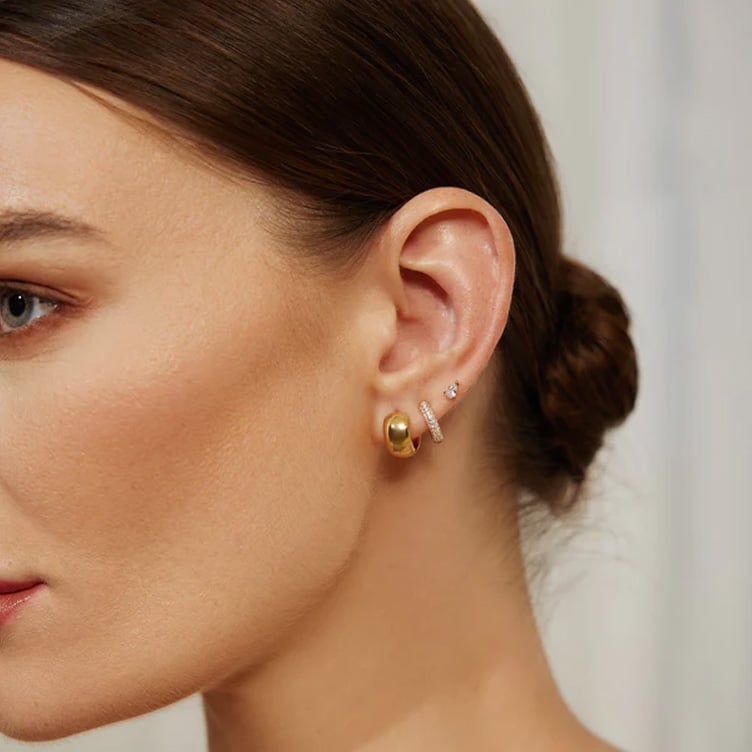Gold Chubby Small Huggie Hoop Earrings