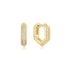 Gold Sparkling Shield Huggie Hoop Earrings