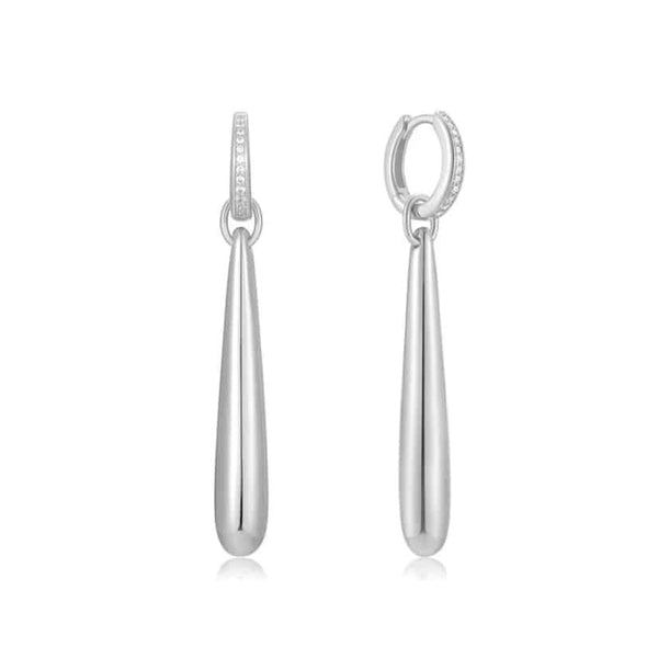Silver Long Water Droplet Drop Earrings