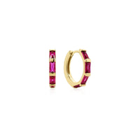 Crimson Huggie Hoop Earrings