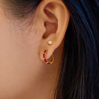 Crimson Huggie Hoop Earrings