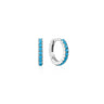 Silver Aqua Blue Row Huggie Hoop Earrings