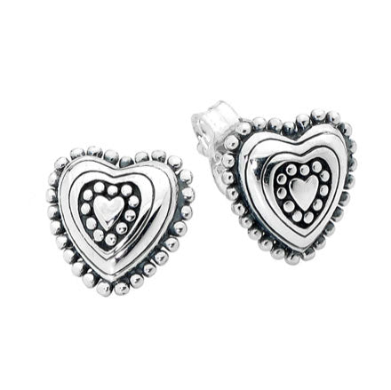 Oxidised Sterling Silver Heart Stud