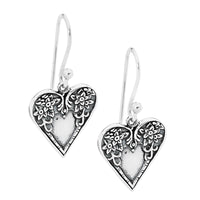 Patterned Heart Earrings in Silver