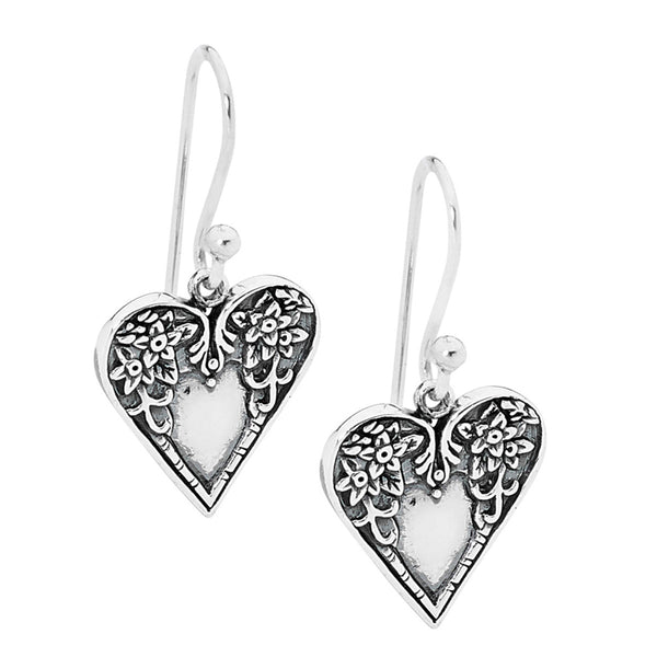 Patterned Heart Earrings in Silver