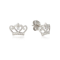 Precious Metal Princess Crown Stud Earrings