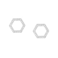 Silver Hexagon Stud Earrings
