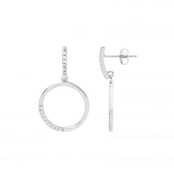Silver Open Round Drop Earrings E509S