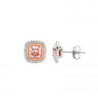 Morganite Colour CZ Studs in Silver