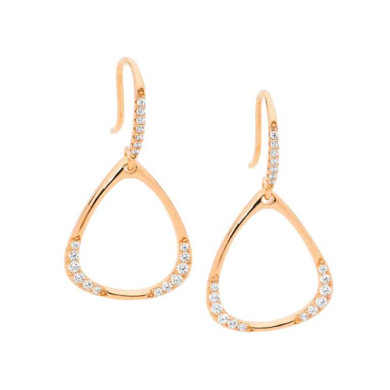 Open Pear Shape drop Earrings Rose Gold