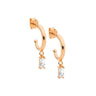 Baguette CZ pendant hoop Earrings Rose Gold