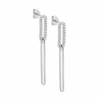 Sterling Silver Open Oval Drop Stud Earring