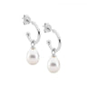 Sterling Silver Semi Hoop Earrings With Freshwater Pearl