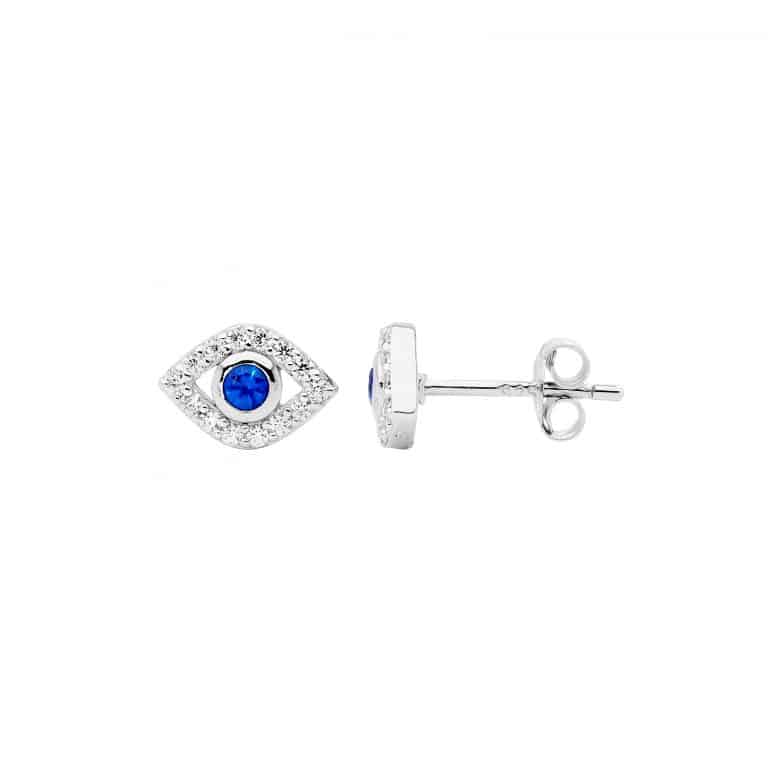 Sterling Silver Evil Eye Stud Earrings