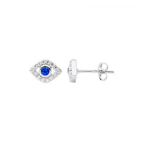 Sterling Silver Evil Eye Stud Earrings
